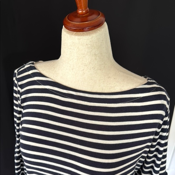 Banana Republic Navy and White Striped Women's Top, medium - Picture 3 of 6